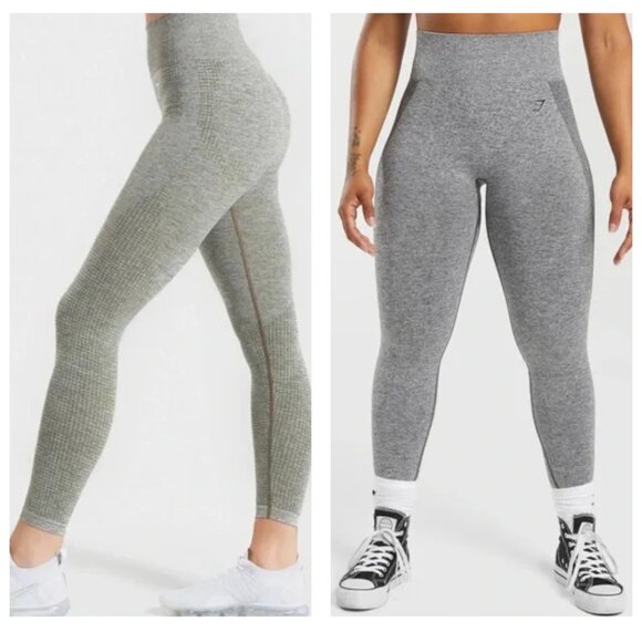 Gymshark Pants - 2 Pack Gymshark Leggings Bundle Large- Gray / Olive Gray